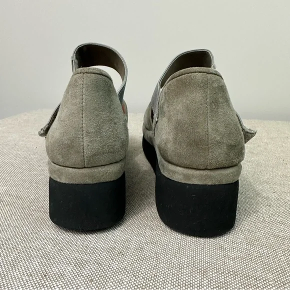 L'Amour Des Pieds Amadour Platform Sandal Gray Suede Size 9.5W Wide
